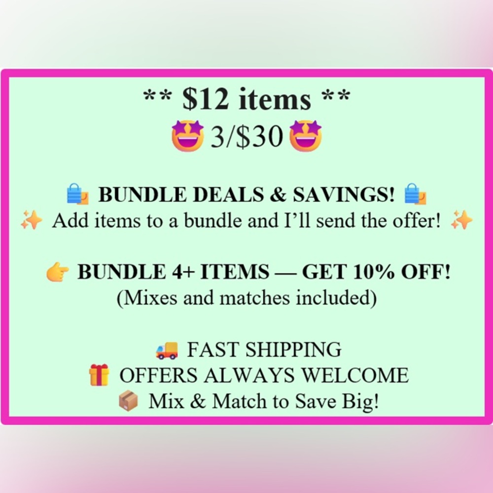 $12 items 3/$30